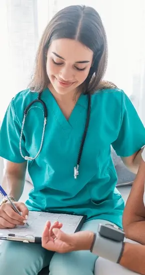 Doctor taking care of patient