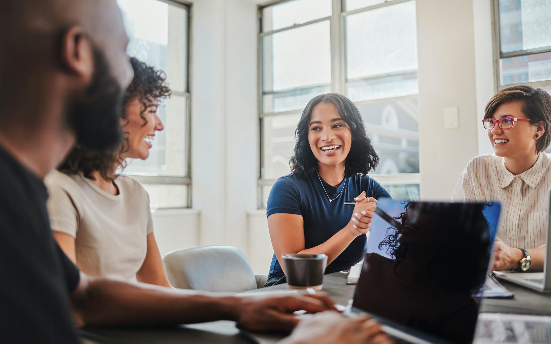 people smiling in office