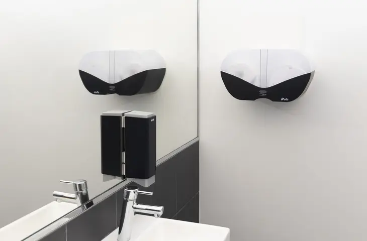 HYCARE Unit Black version in a washroom environment 