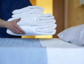 Hospital bed with towels