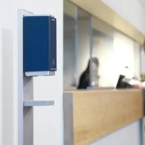 Fusion Hand Sanitiser mounted on stand