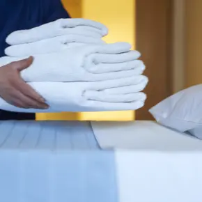 Hospital bed with towels